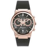 Ferragamo Men’s Swiss Made Quartz Black Silicone Strap Black Dial 41mm Watch SFME00721